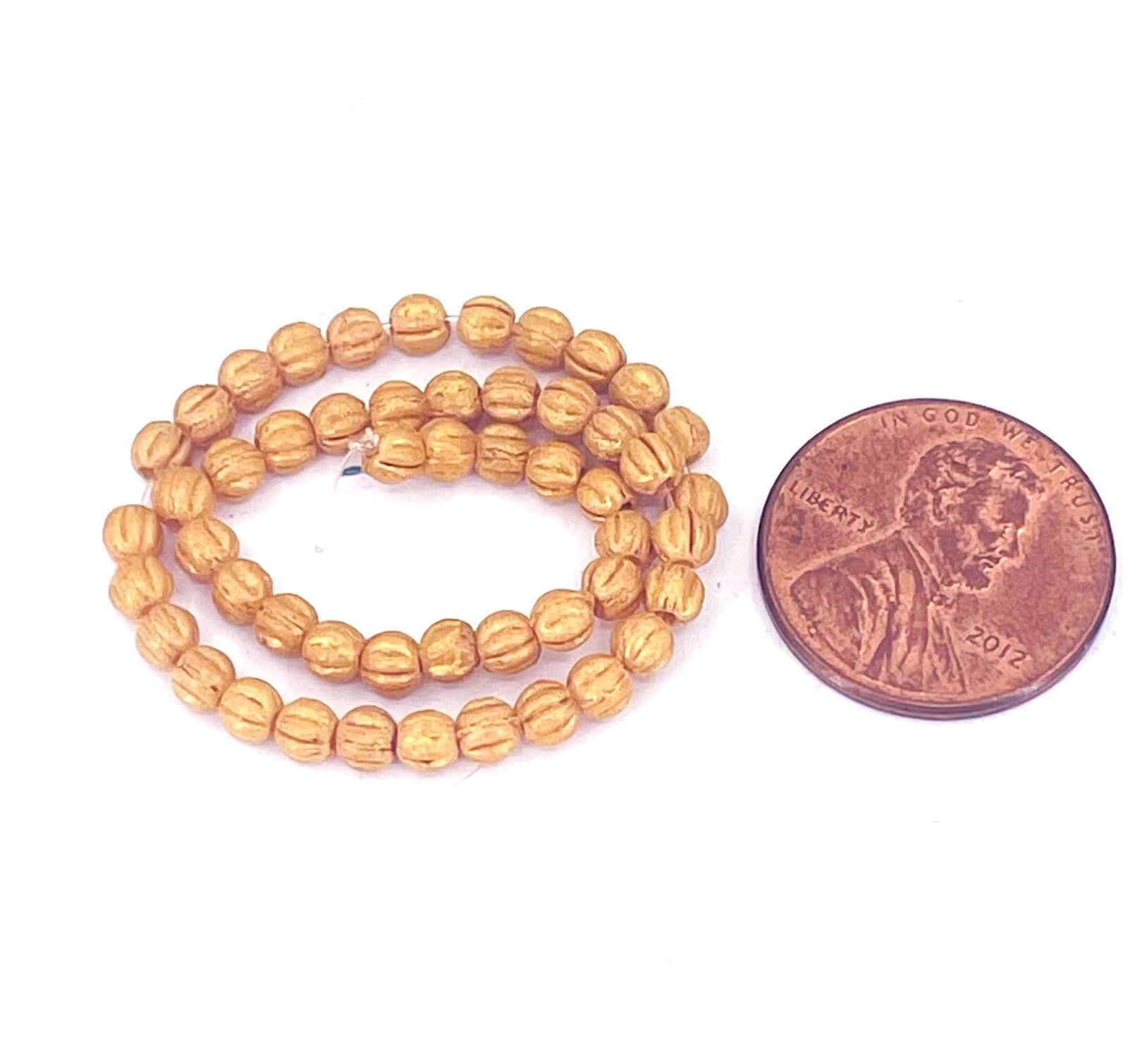 50 Czech Glass Melon Round Beads Light Brown 3mm – Pacifica – Ginger