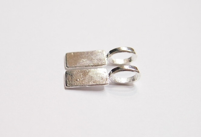 20 Medium Silver Plated Rectangle Glue Bails, 4 Pendants, Cameos, Cabs or Glass