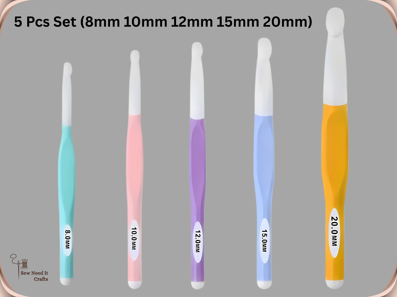 Large Crochet Hooks 6mm–20mm for Chunky Yarn Ergonomic Crochet Hook Set