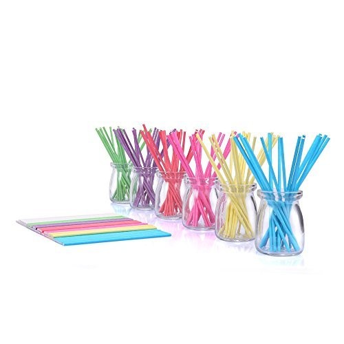 210ct 6 inch Colored Lollipop Sticks 7 Colors for Cake Pops Apple Candy