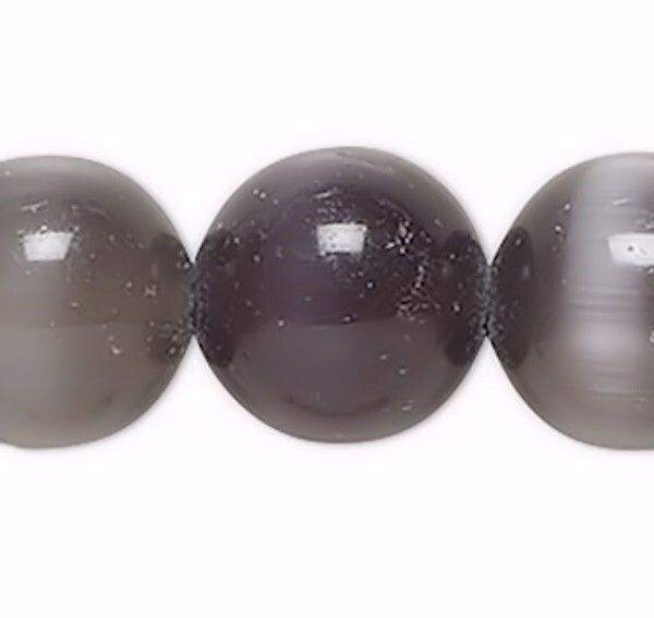 1 Std(50) Black Cat’s Eye Fiber Optic Glass 8mm Round Grade A Beads