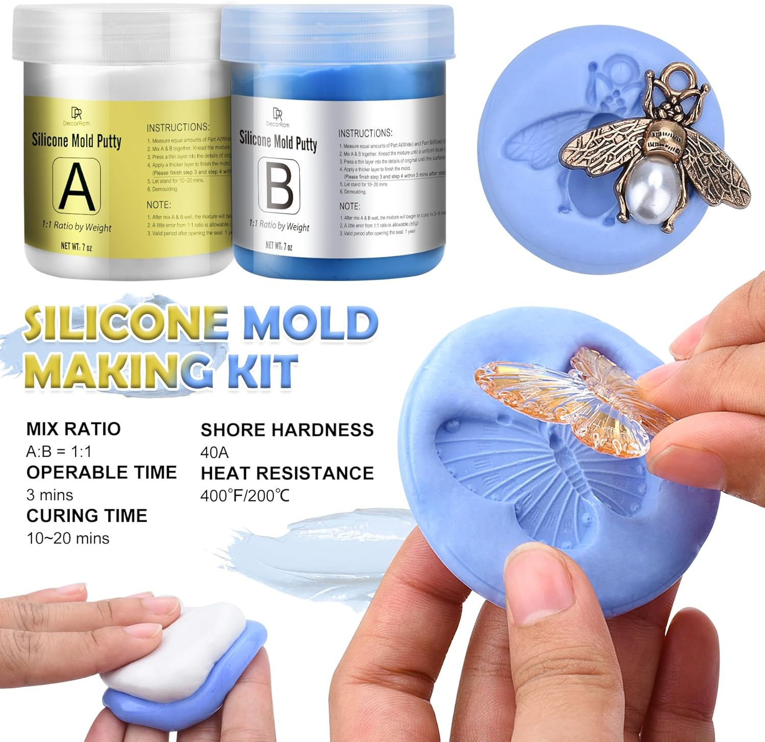 Silicone Putty – 7/8 LB Flexible Silicone Mold Making Kit for Reusable Silicone