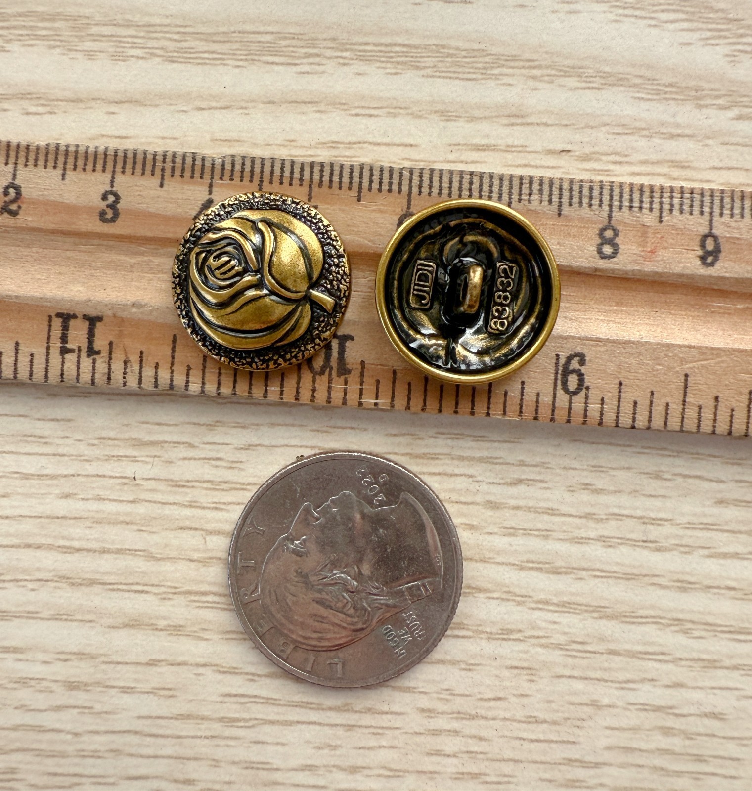 10PC Antiqued Bronze Rose Floral Metal Buttons Crafts Shank Buttons 18mm