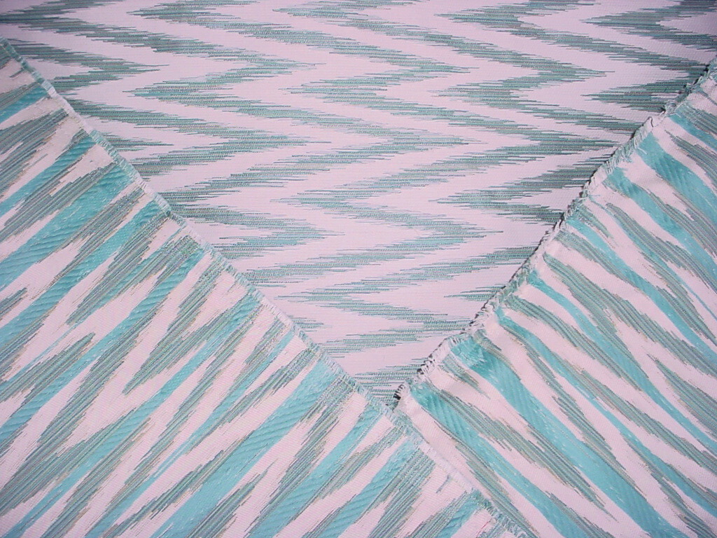 1-7/8Y Thibaut W735305 Pele Ikat Aqua Tribal Ikat Bargello Upholstery Fabric