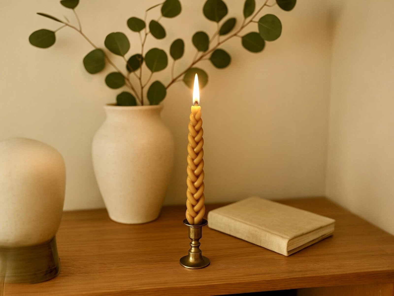 50 Natural 100% Pure Raw Beeswax Taper Candles (6″) Honey Scent Birthday Cake…