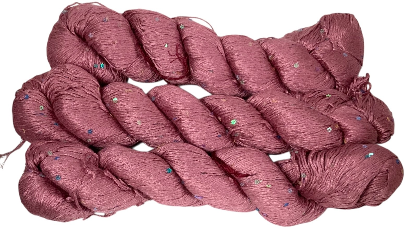 Silk 75% Poly 25% Sequin Yarn 100 G Per Hank Total 300G Soft Dark Dusty Rose