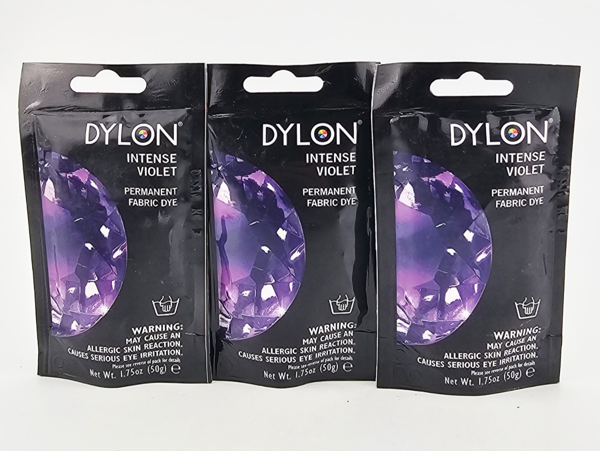 Dylon Permanent Fabric Dye Intense Violet Purple 1.75 oz 50g Lot of 3
