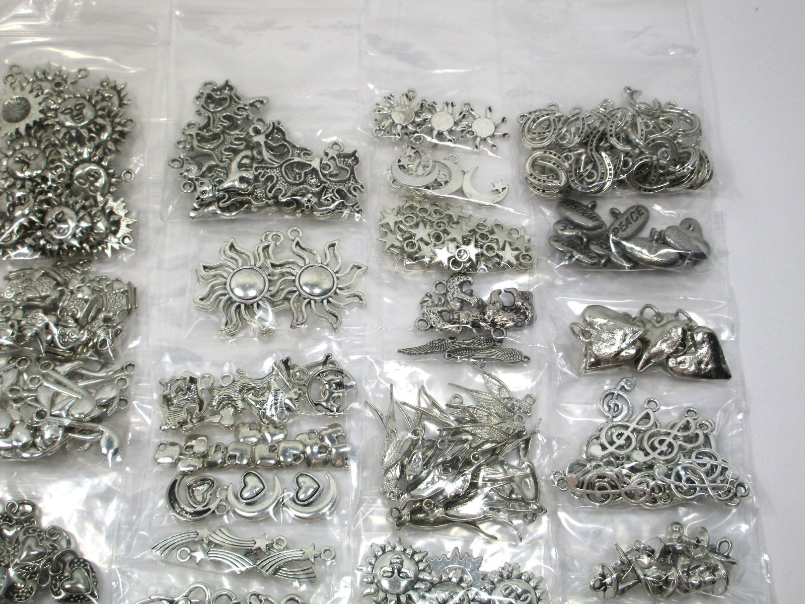 Bulk Lot – Jewelry Making Supplies – 1-1/2 lbs. Charms – Silver Tone – unused