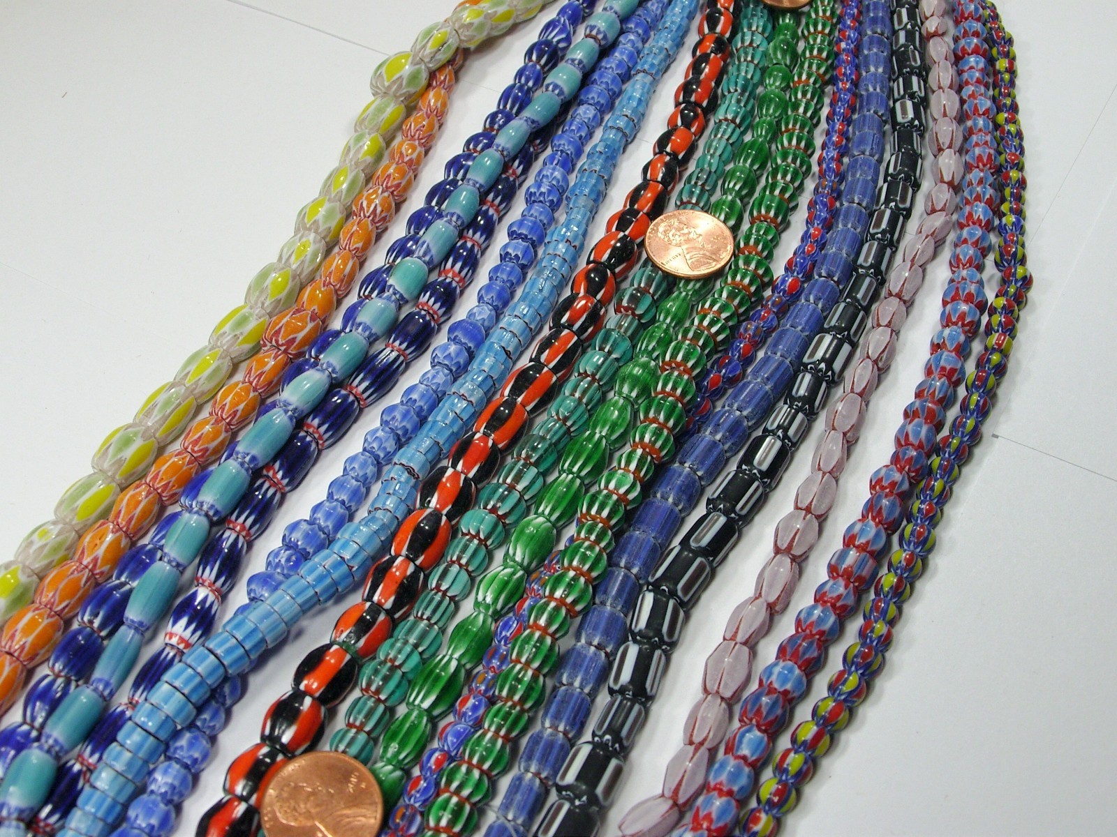 15 Strands 15″ Assorted India Handmade Chevron Glass Beads Bulk Lot (QZP-2)