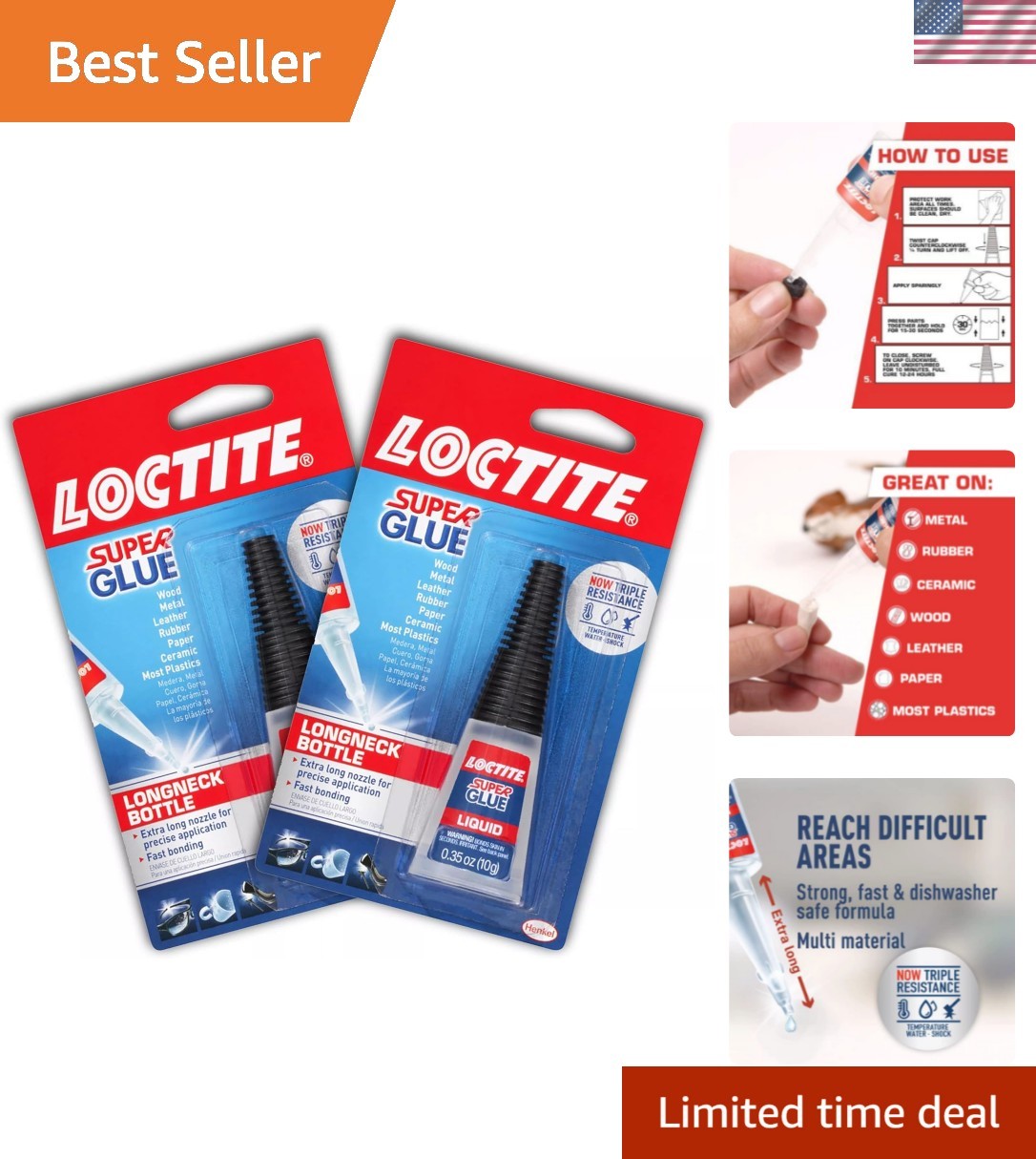 Versatile Super Glue in Longneck Bottle – Clear Liquid, 2-Pack for Quick Repairs