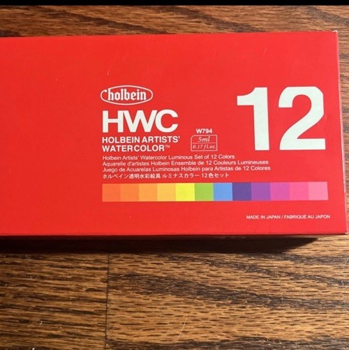 Holbein HWC Artists’ Watercolor – .17 Fl Oz/5ml – W794 – 12 Colors – Brand New