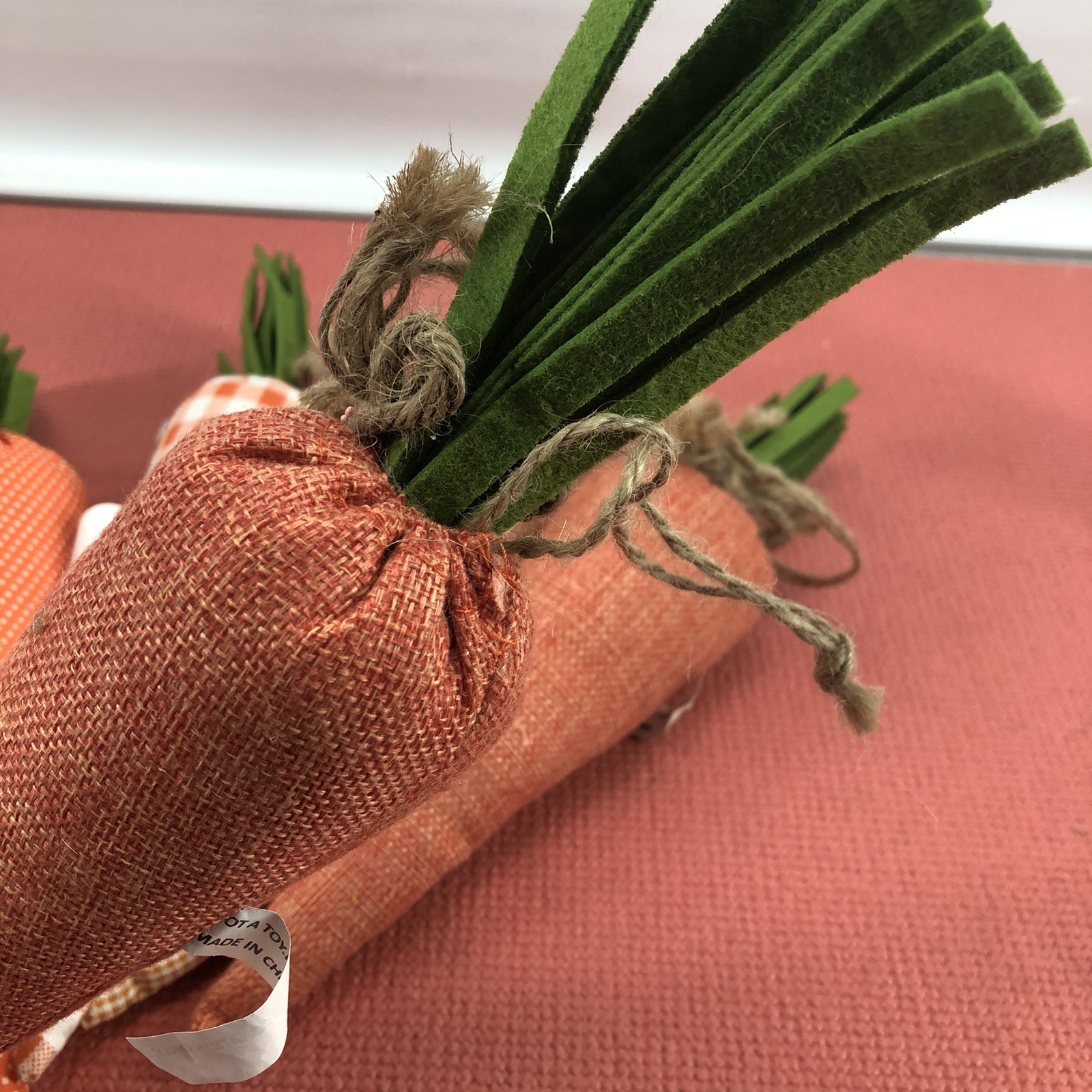 Lot Of 5 Orange Fabric Plush Carrots 🥕 🥕 With Felt Green Tops Decor Or Crafts