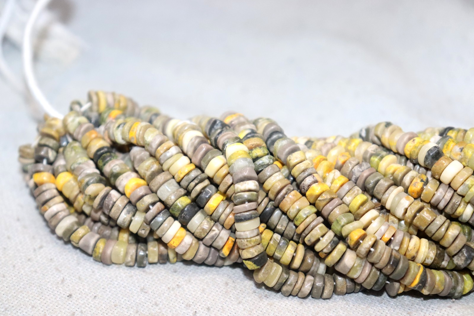 Natural BumbleBee Jasper Rondelle Beads 4 to 6mm 13” Strand Gemstone Beads