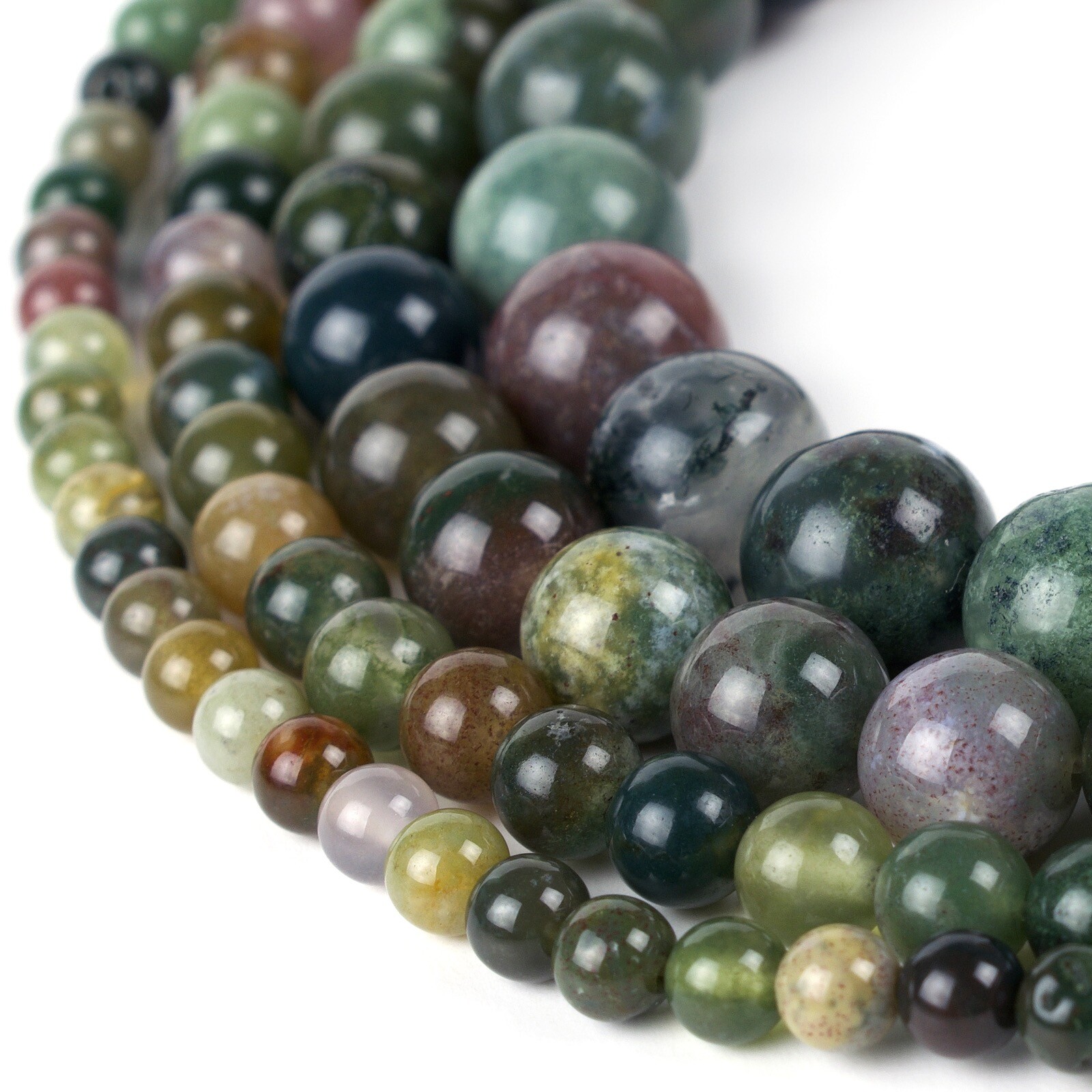 Natural Indian Agate Beads 15” Strand Round Jewelry Making 4mm 6mm 8mm 10mm 12mm