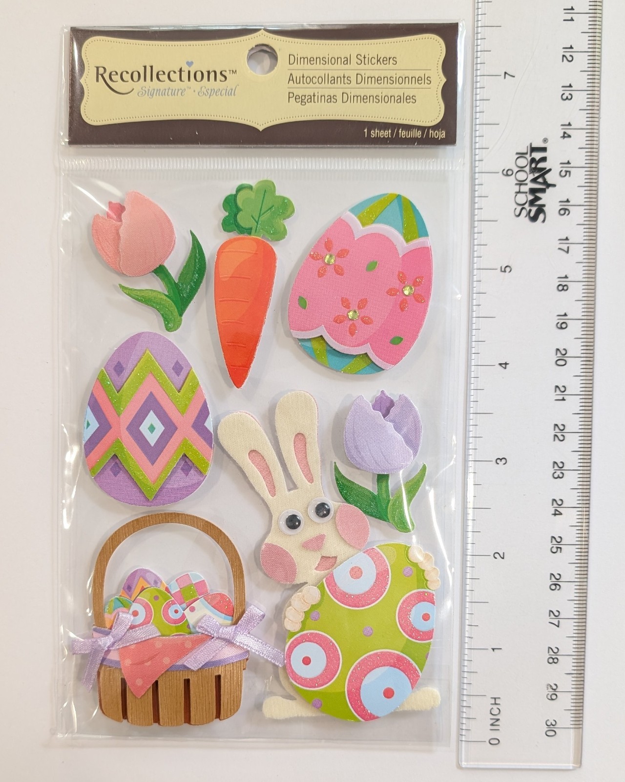 Easter Bunny Eggs Basket Flowers Carrot Scrapbooking Stickers by Recollections