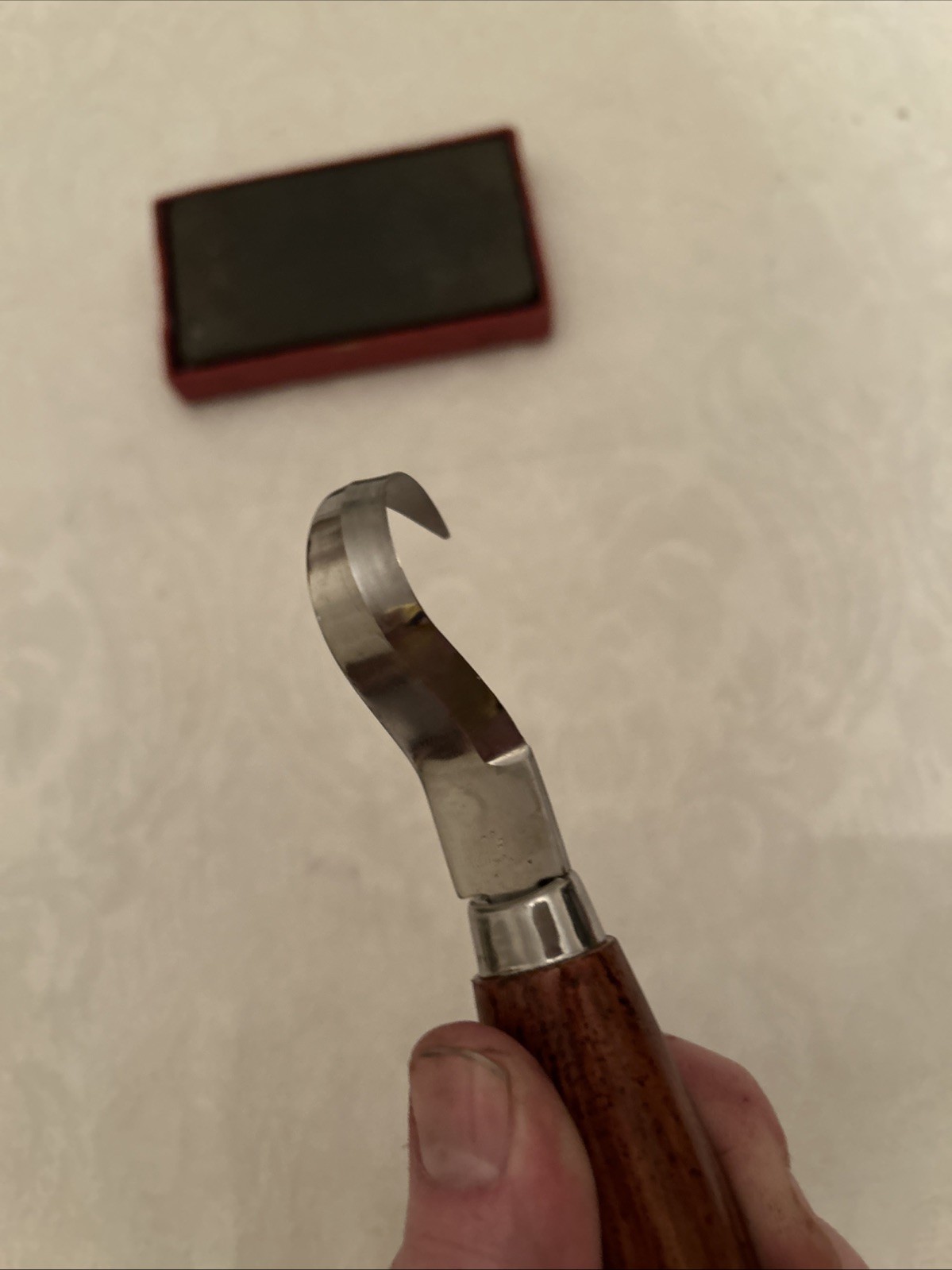 Forged Single Bevel Sloyd Hook Knife Stainless Blade Cherry Stain Hand Made