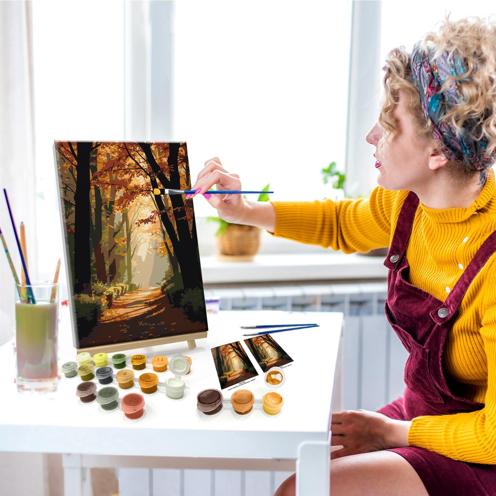 Paint by Numbers Kit for Adults with Frame Forest Paint by Number with Easel …