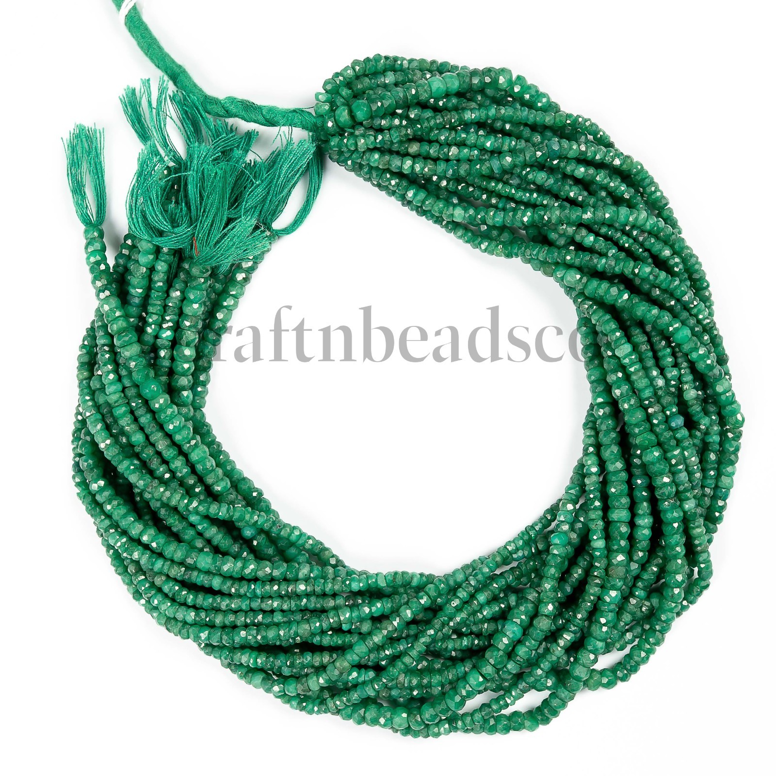 Natural Emerald Faceted Rondelle Beads, 3-4 MM Emerald Corundum Gemstone Beads,