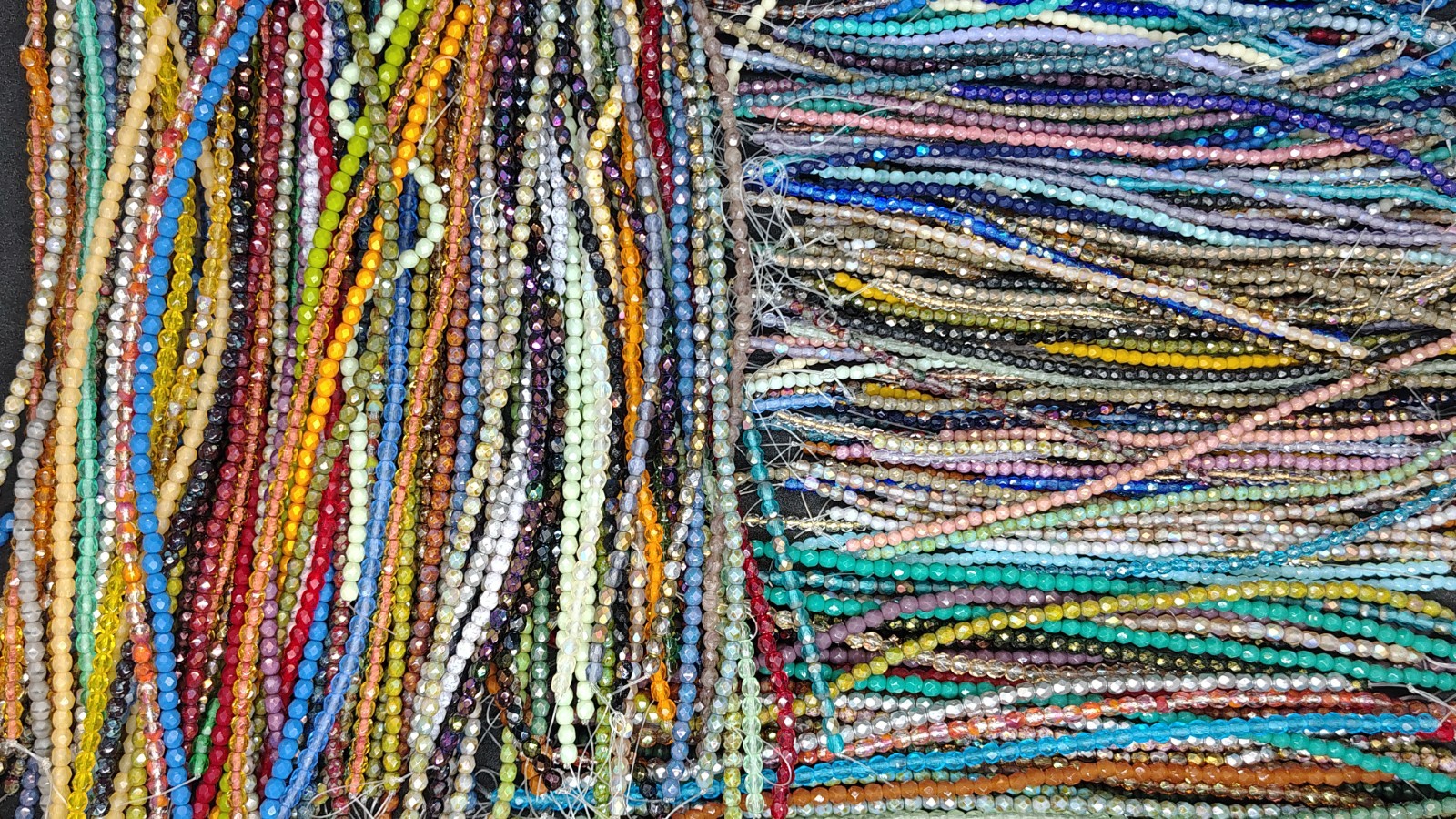 Czech Glass Facet (2mm & 4mm) Fire Polished Bead Strands Lot (23) ALMOST 2 LBS