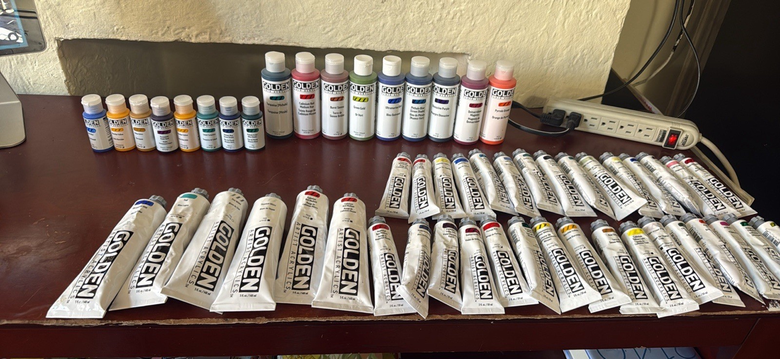 GOLDEN Acrylic Artist Colors Paints 2fl oz Tubes High Series lot of 97