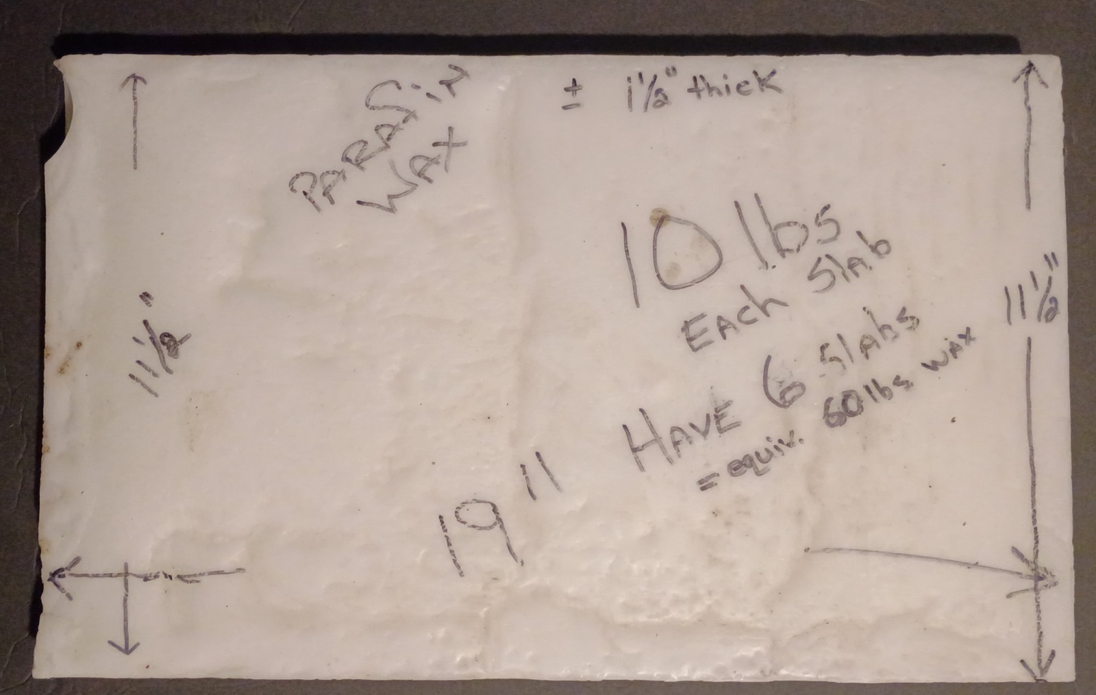 Paraffin Wax, 10 Lb Slab…Crafters/Preppers