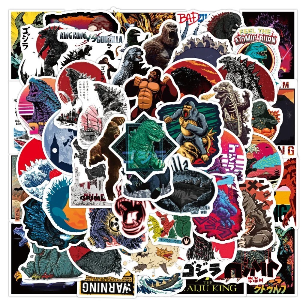 Godzilla Monster Themed Set of 50 Assorted Stickers Decal Set