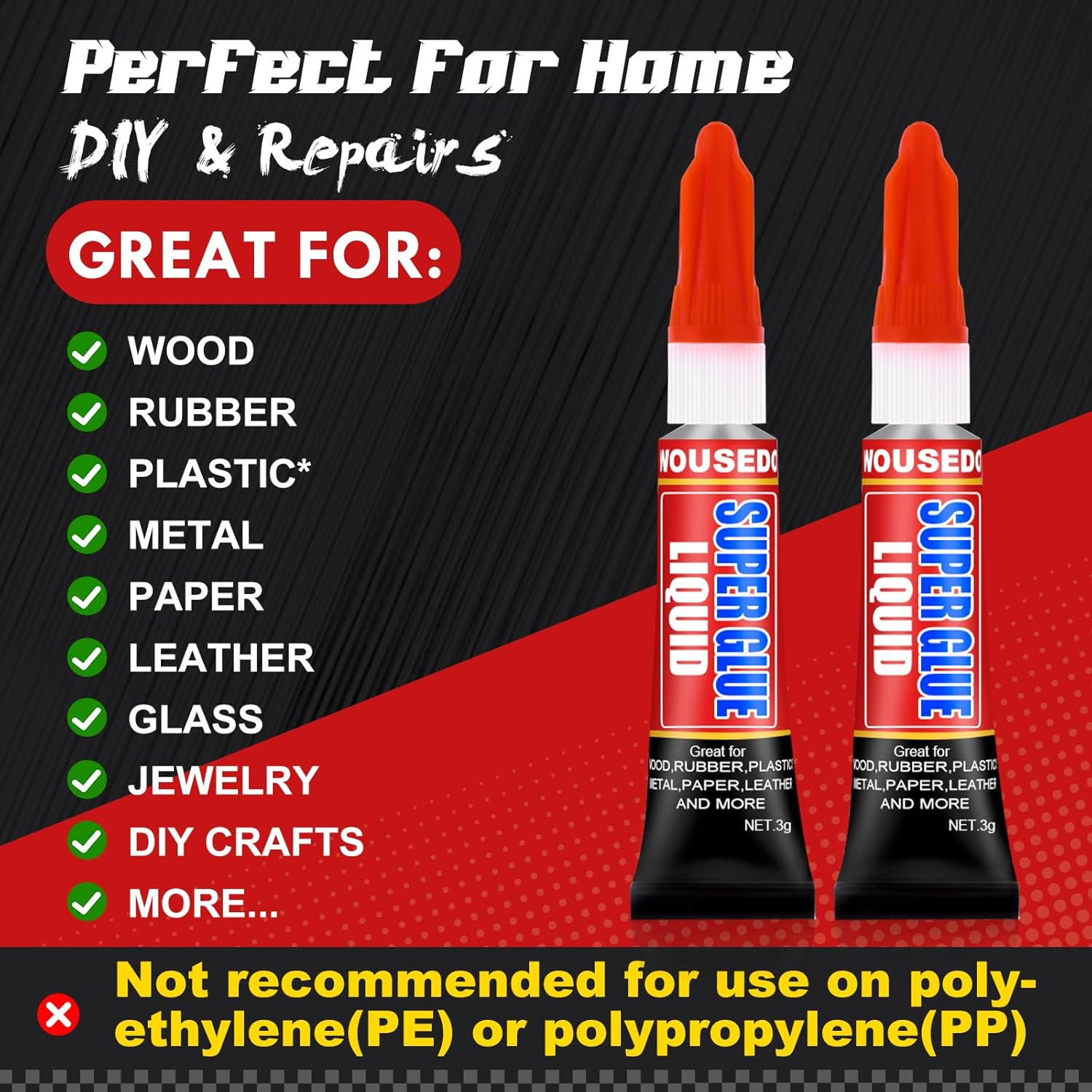 12 X 3G Super Glue Liquid, Clear Strong Adhesive,Fast Drying Cyanoacrylate Glue