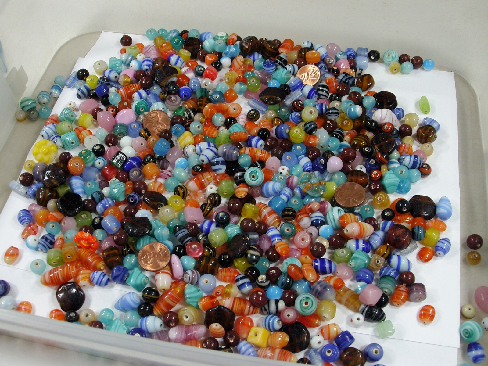4 Pounds Assorted Shapes and Sizes India Handmade Multicolor Glass Beads (D-8) ⭐