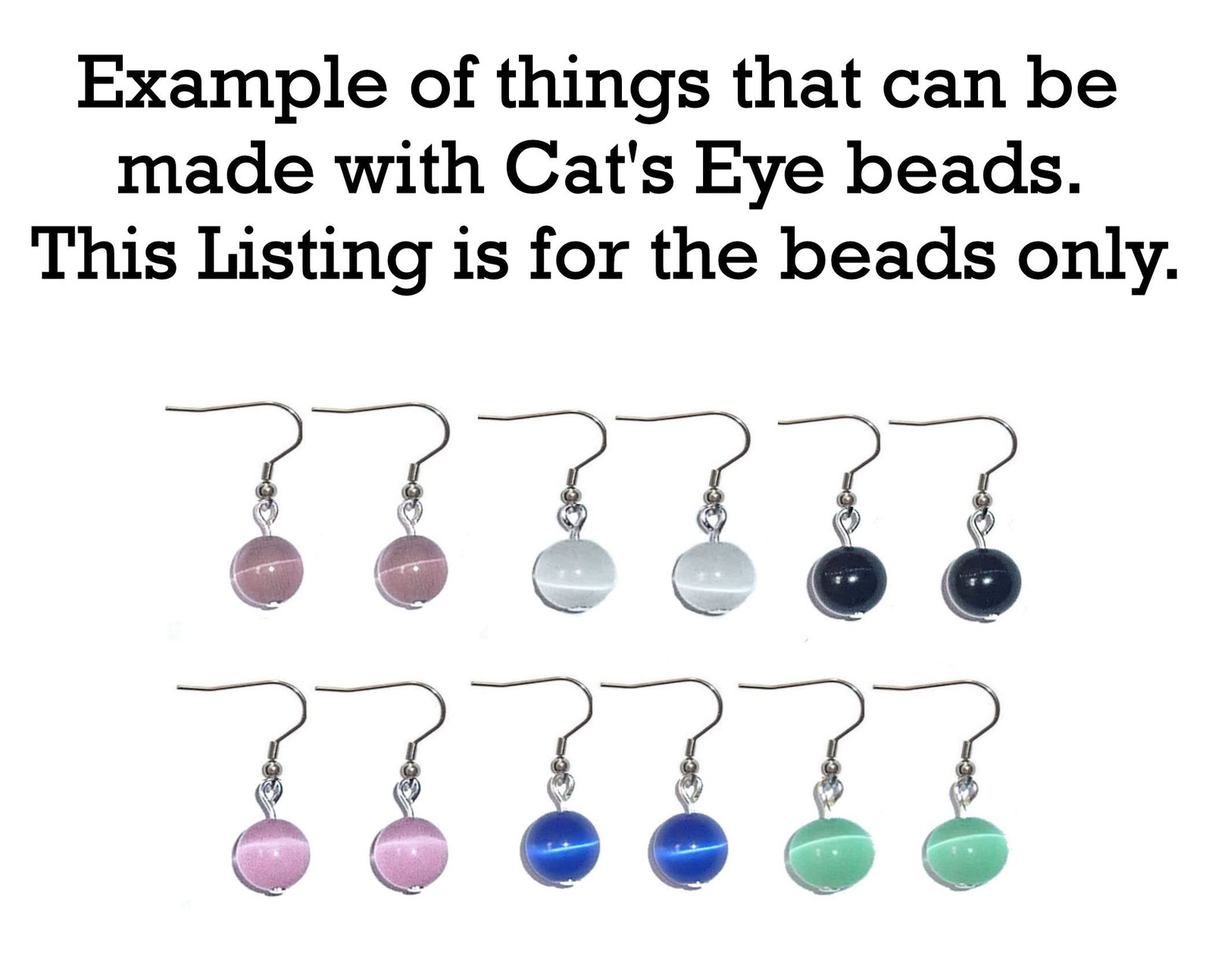 10 Strands of 8mm Round Beads, Fiber Optic Cats Eye Beads, 500 Beads, The Eye