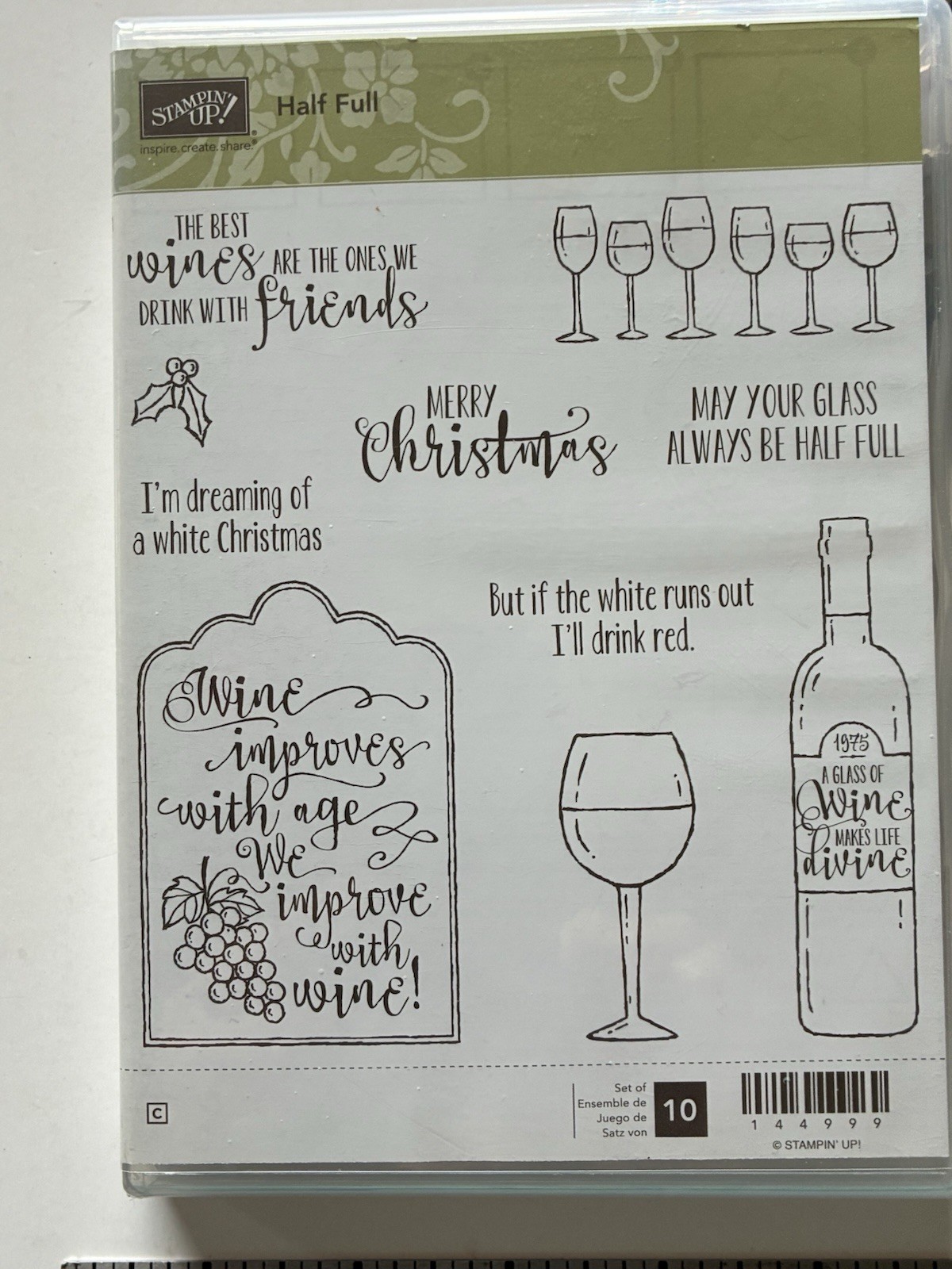 Stampin Up! Half Full stamps WINE XL Champagne Bottle Glass Celebration DIES