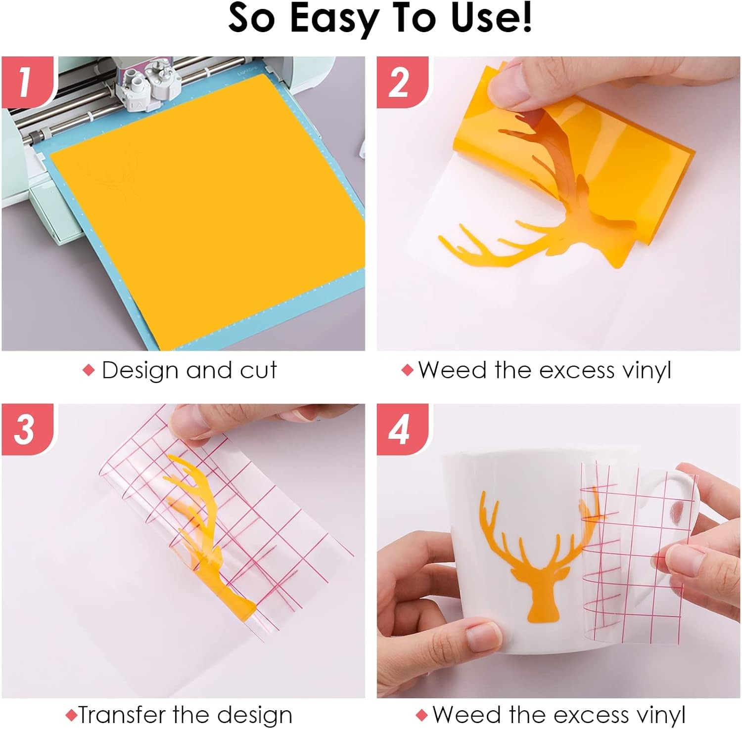 HTVRONT Permanent Vinyl for Cutting Machine-100 pcs 12″x12 Adhesive Vinyl Sheets