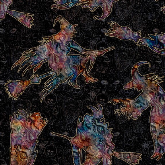 Wicked Halloween cotton Quilt fabric QT 28829-O Tossed Moons on Orange