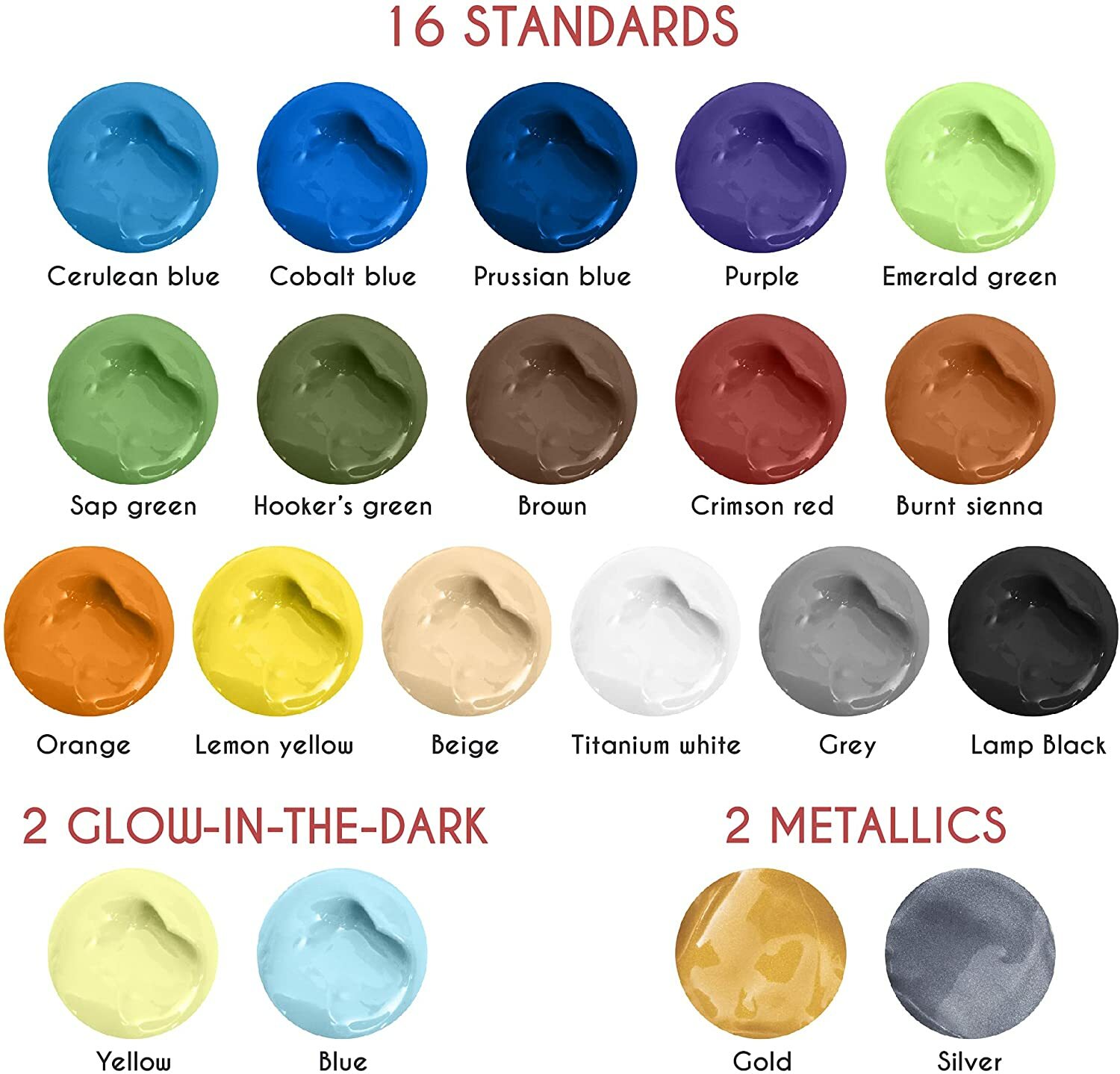 Zenacolor Store Indoor/Outdoor Acrylic Paint, Set of 20 2oz Tubes, Waterproof