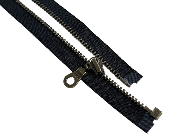 YKK # 3 Antique Brass Metal Jacket Zippers with Donut Pull Separating 7″ -36″