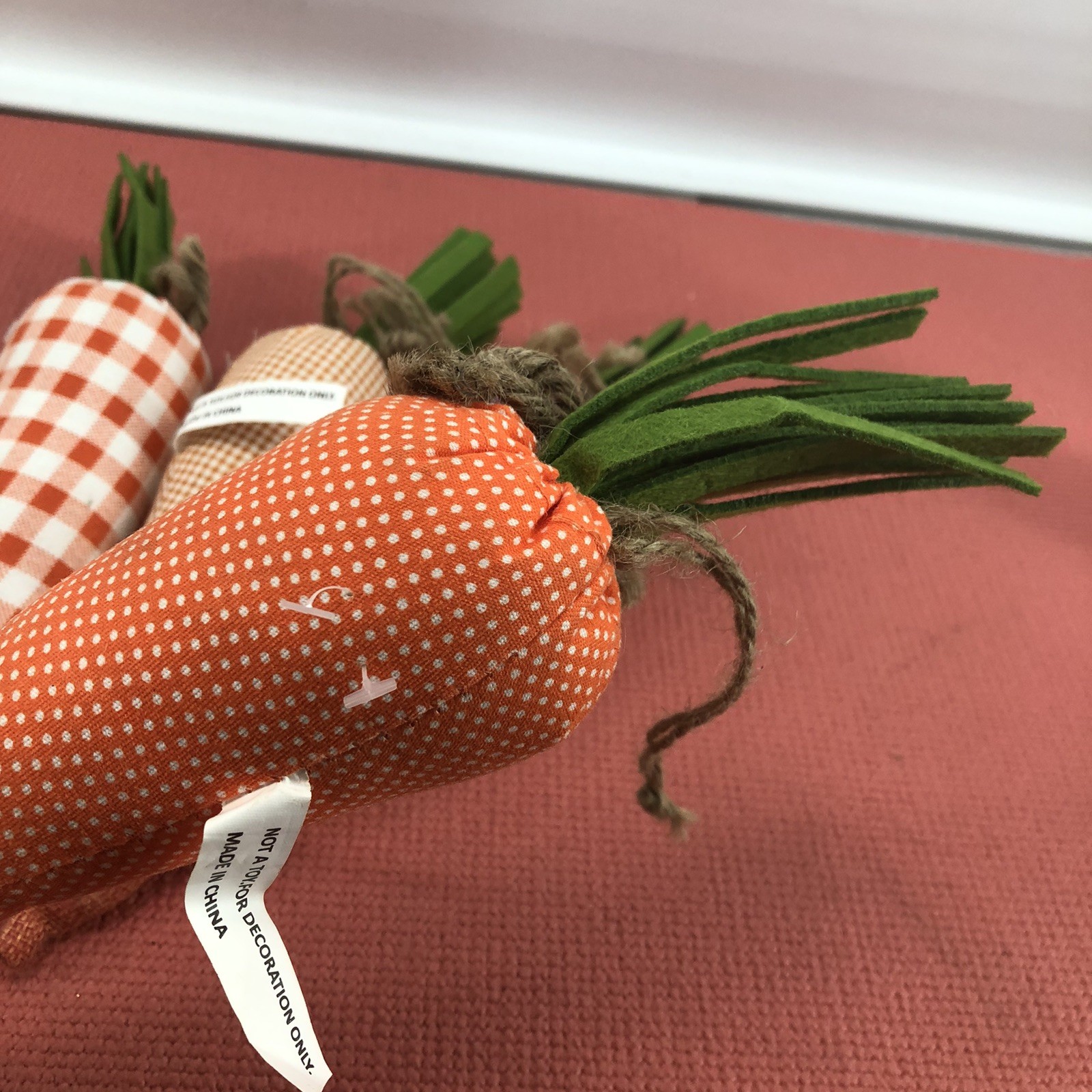 Lot Of 5 Orange Fabric Plush Carrots 🥕 🥕 With Felt Green Tops Decor Or Crafts