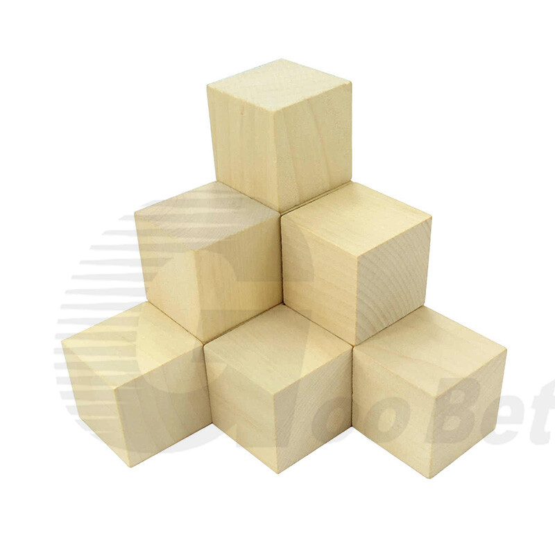 Wooden Cube Solid Plain Natural Hard Wood Blocks 8x8x8cm Art Craft Building DIY