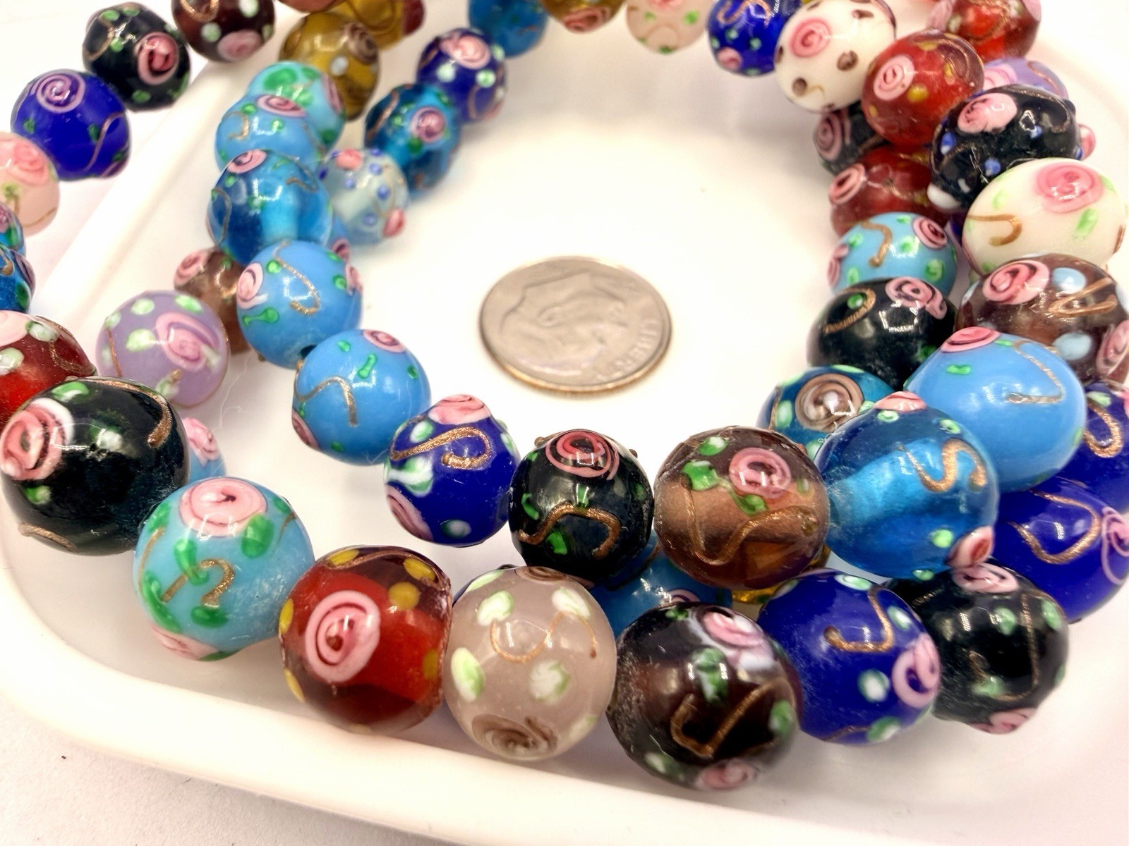 70 Pcs Colorful 10mm Handmade Lampwork Beads 10mm Closeout New Old Stock H