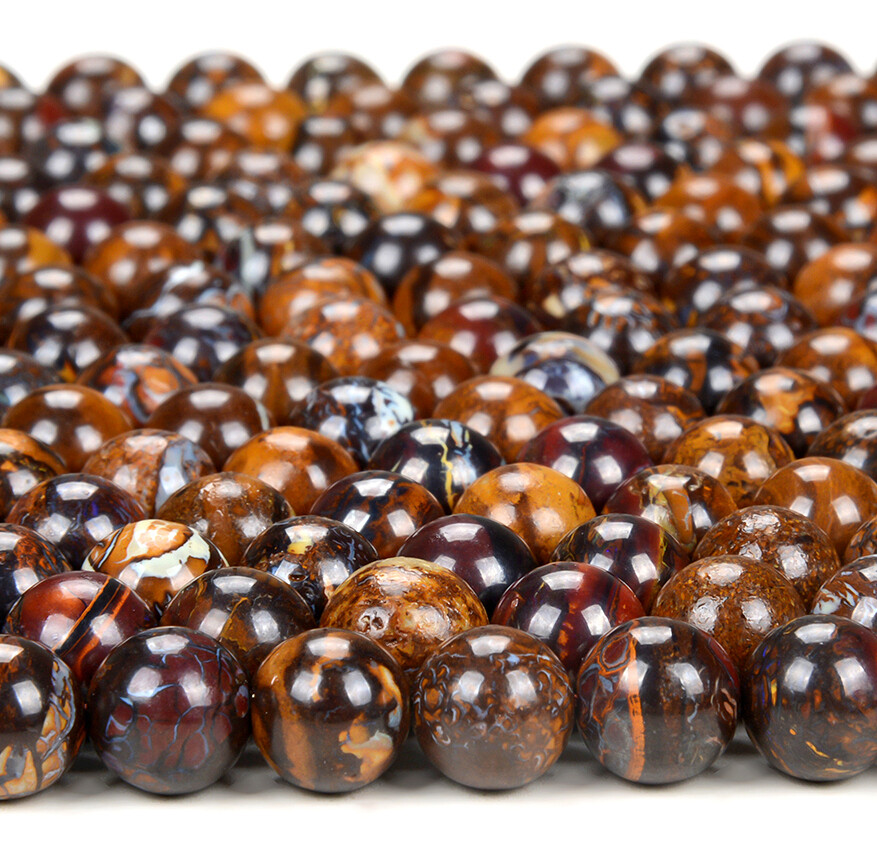 Yowah Matrix Opal AAA Round 4MM 5MM 6MM 7MM 8MM 9MM 10MM 11MM 12MM Beads (D238)