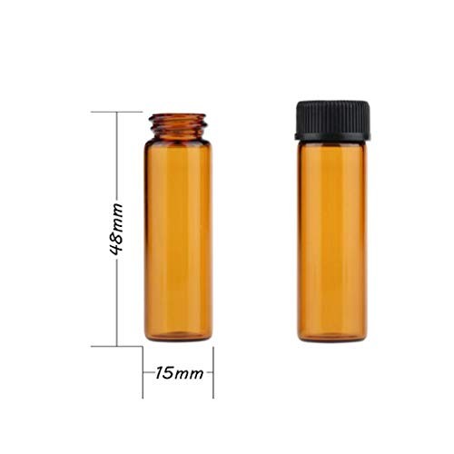 12 Pack Set Brown Screw Cap Glass Bottle Small Mini Empty Oil Amber Vial 5ML