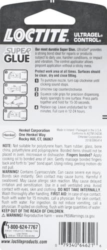 Loctite Super Glue Ultra Gel Control, Clear, 0.14 Fl. Oz. Bottle, Clear