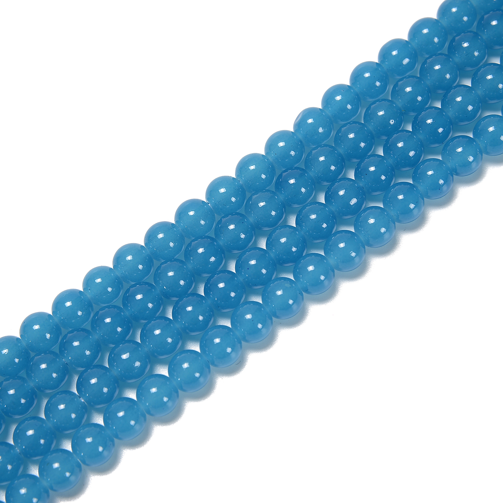 Jelly Blue Crystal Glass Smooth Round Beads Size 6mm 8mm 10mm 15.5″ Strand