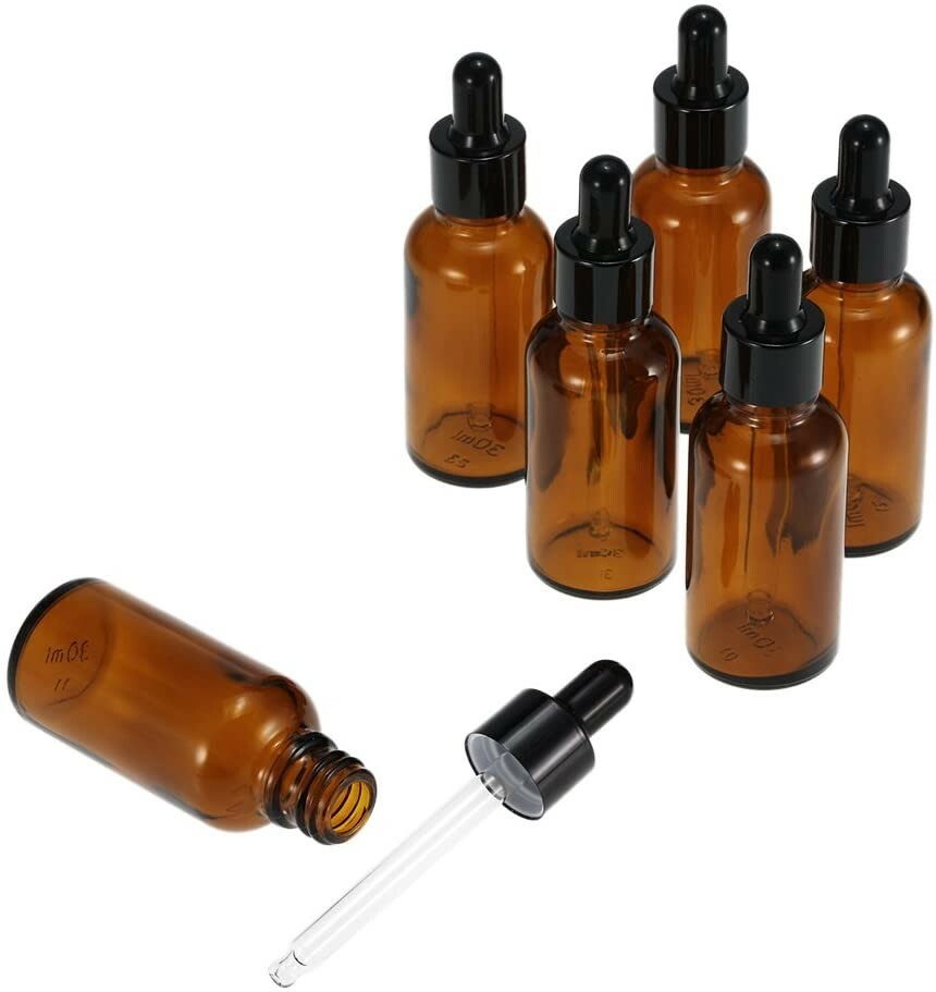 30ml Essential Oil Bottles Glass Dropper Bottle Oil Jars Set & Pipettes – 6 Pack