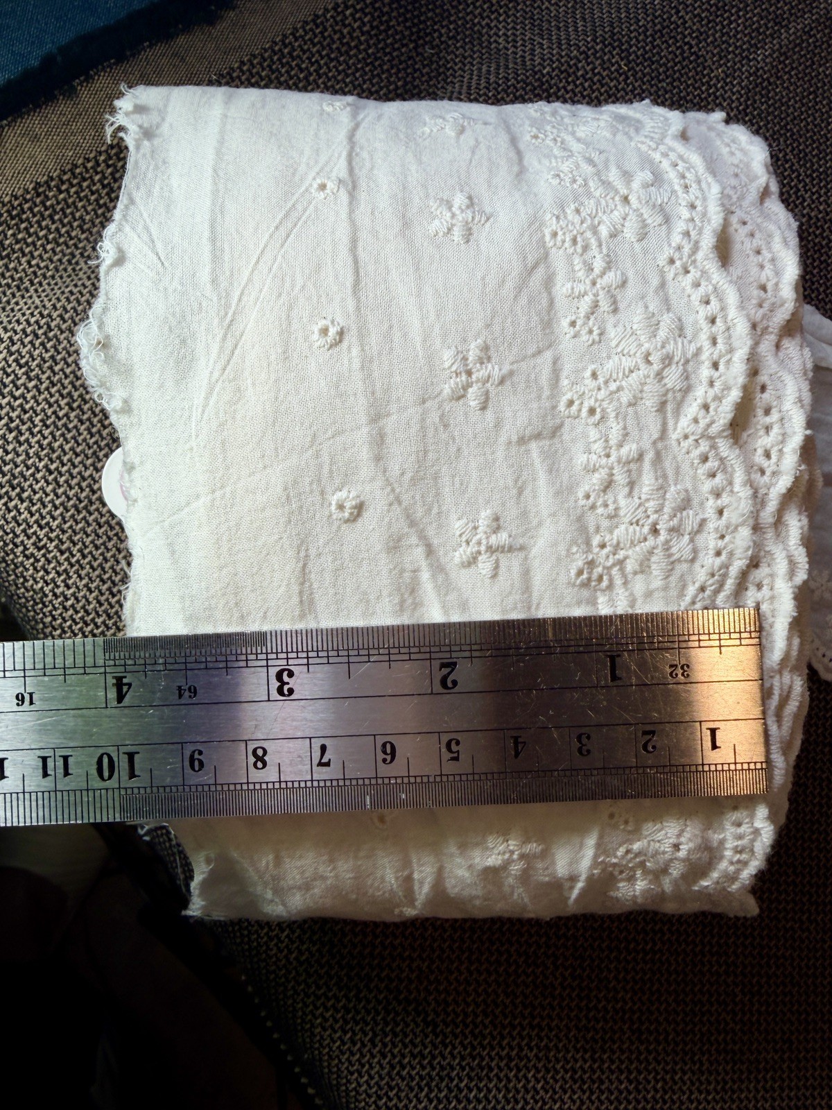14Yards Cream White 100% Cotton Eyelet Embroidery Lace Trim 4” Wide Floral
