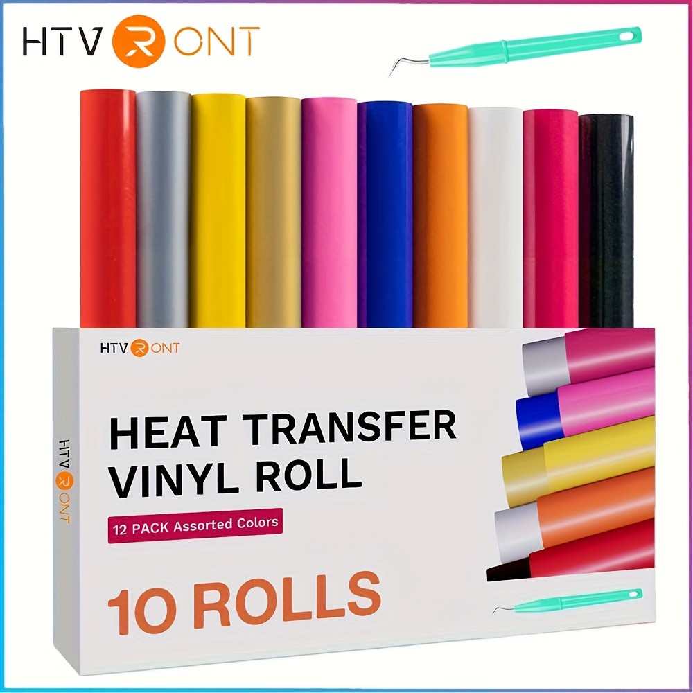 10 Rolls HTV Heat Transfer Vinyl Bundle Iron On Transfer for T-shirt 12″ x 5ft