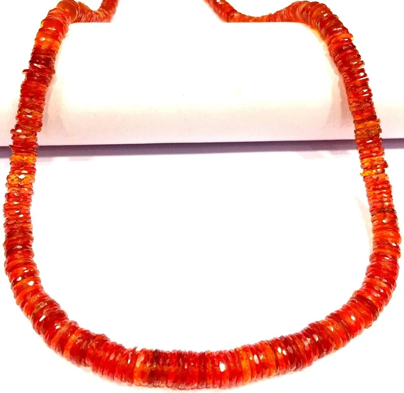 AAAA+QUALITY~Extremely Rare~Natural Padparadscha Beads Faceted Tyre Cut Beads.