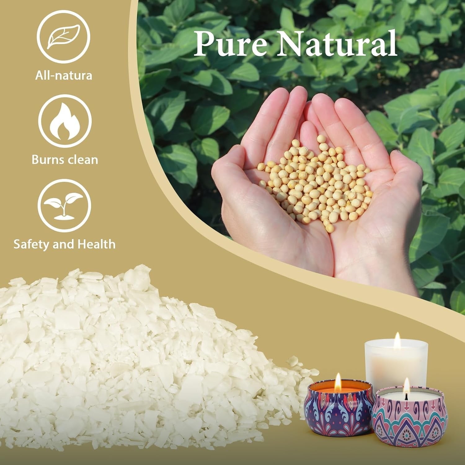 2LB 100% Pure Soy Wax for Candle Making | Natural, No Additives, Kid-Friendly