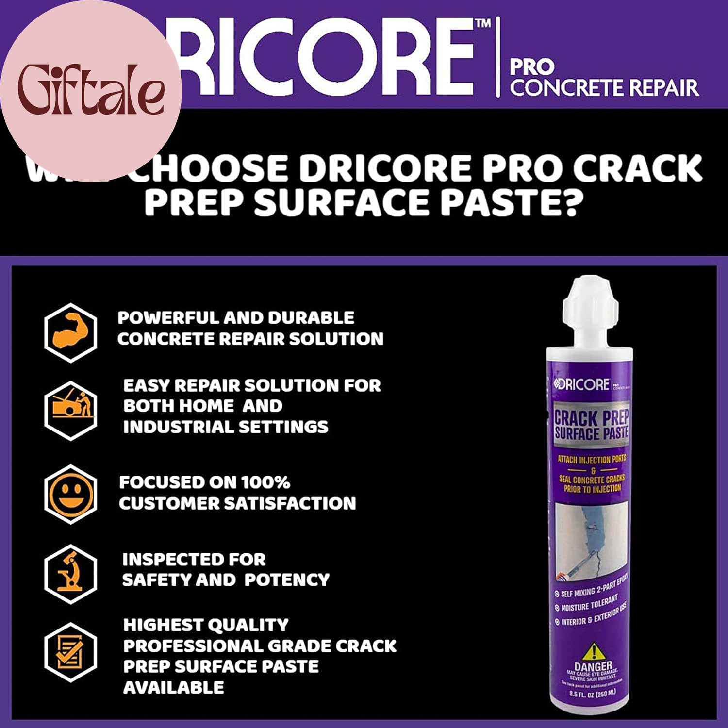 PRO Concrete Repair Crack Injection Kit (5’) | Injectable Filler: Repair Cracked