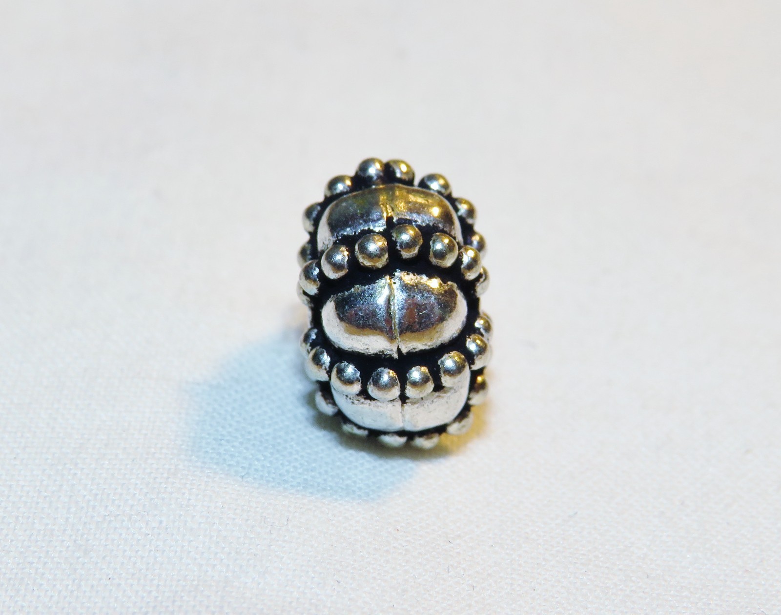10 x 7mm Beaded Pumpkin Sterling Silver Bead ~ Antique/Oxidized