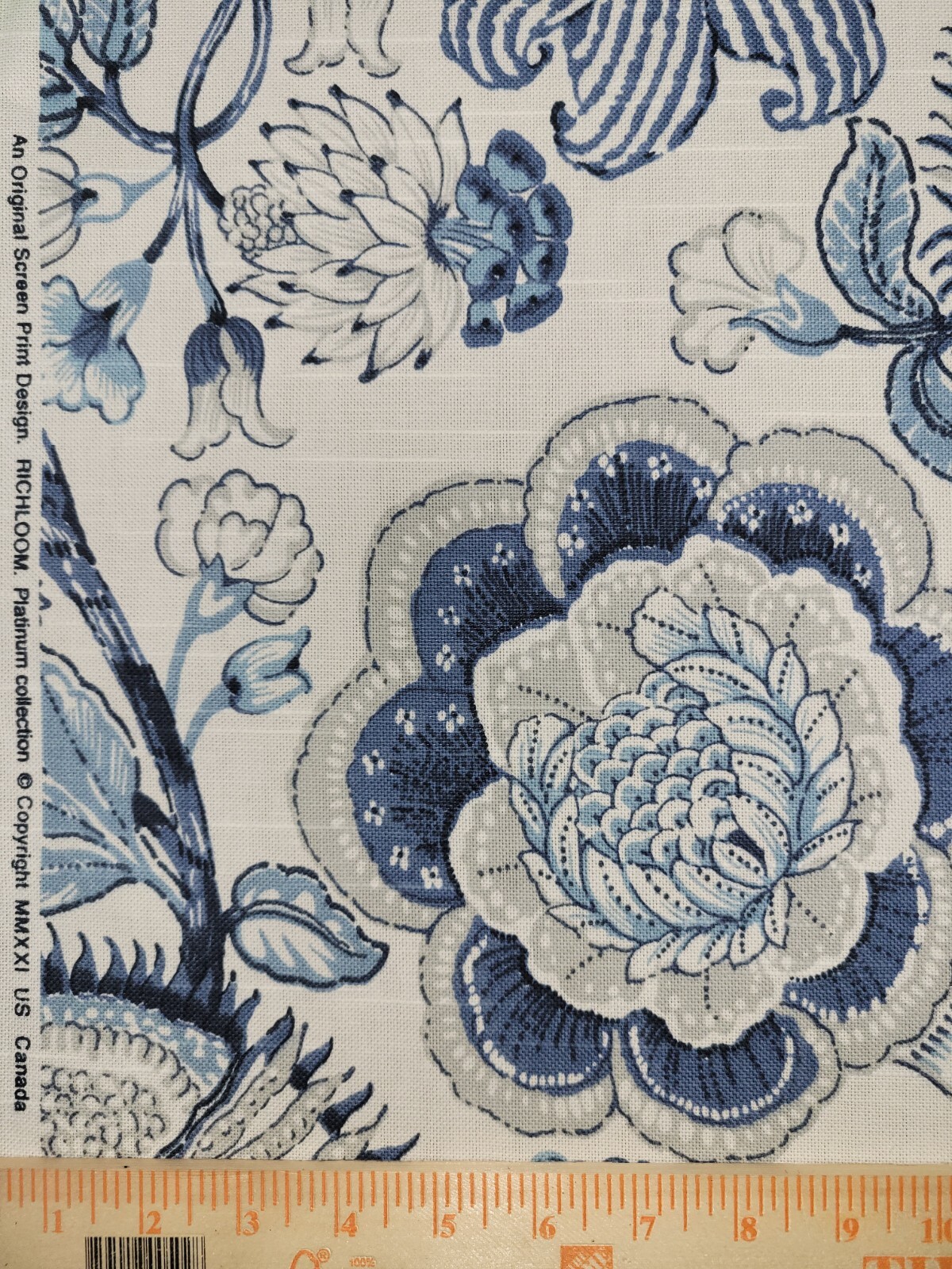 Sheridan in Lapis BTY Richloom 100% Cotton Slub 54″ Wide Jacobean Floral