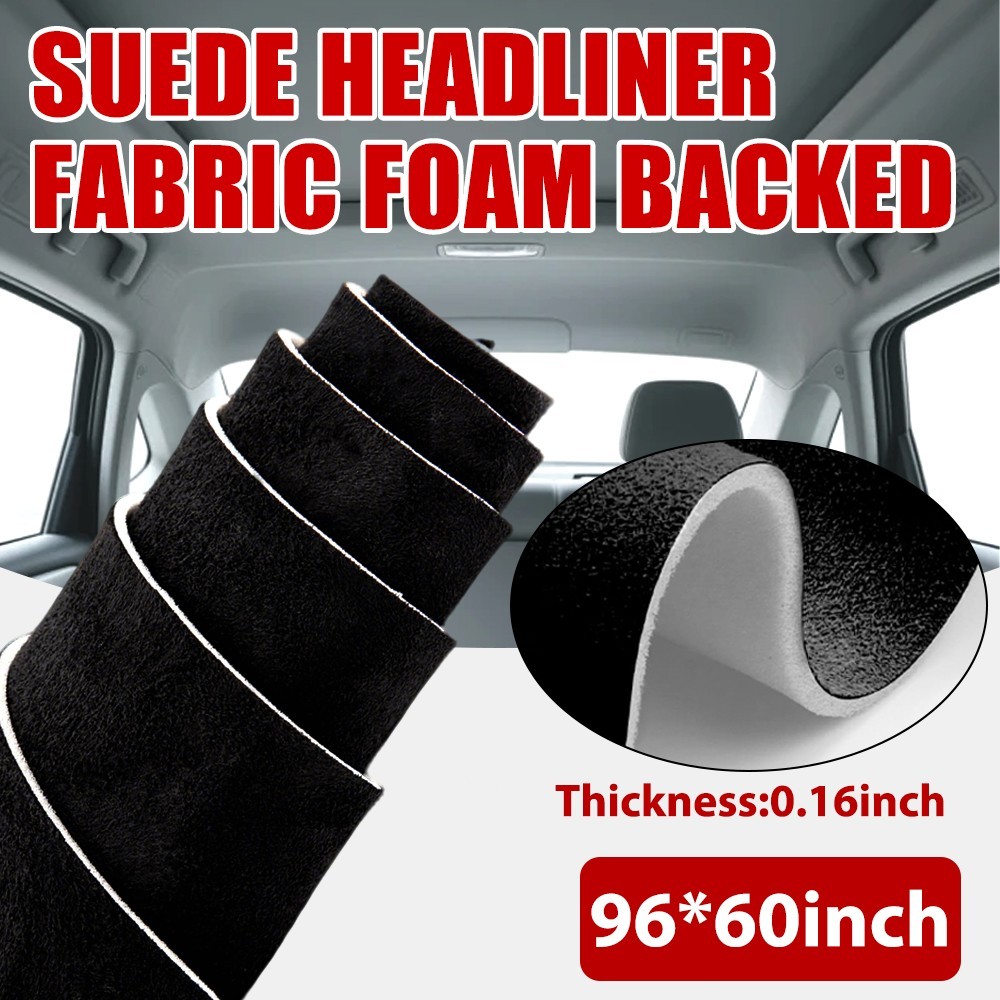 96″x60″ Black Headliner Fabric Suede Pickup truck ceiling Liner Sag Upholstery